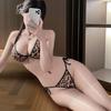 Sexy underwear new sexy hot leopard print uniform hollowed out three-point neck strap passion free women