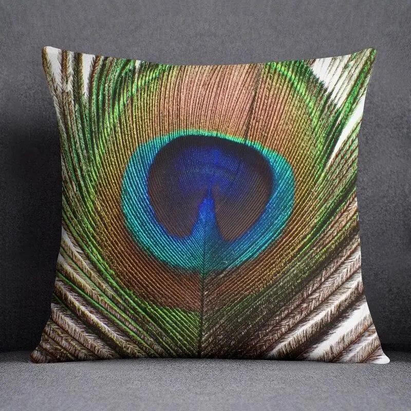 45Cm*45Cm Peacock Feather Series Pillow Decorative Pillow Bedroom Sofa Car Cushion Cover Pillowcase