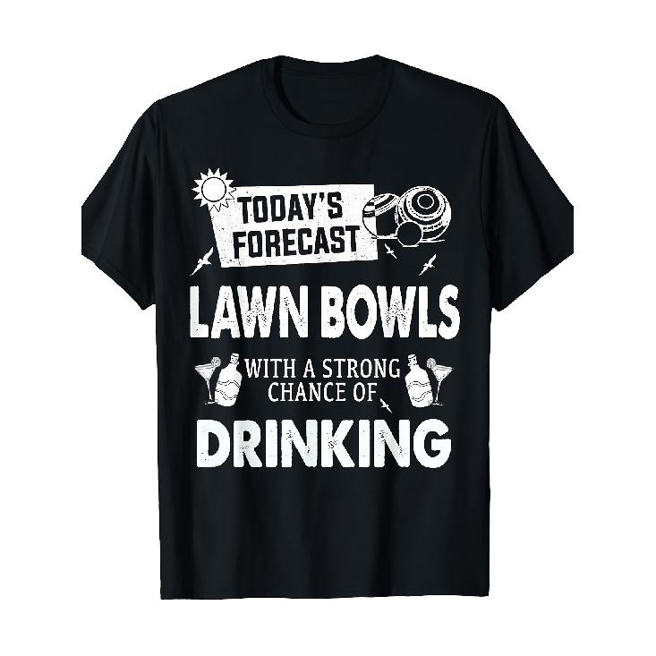Men s Funny Lawn Bowls T-Shirt-S100% Cotton 220g Heavyweight Casual Tee with Bowling Green Bowling& Pin Design, MLawn Bowling Outfit, MToday s S чёрный