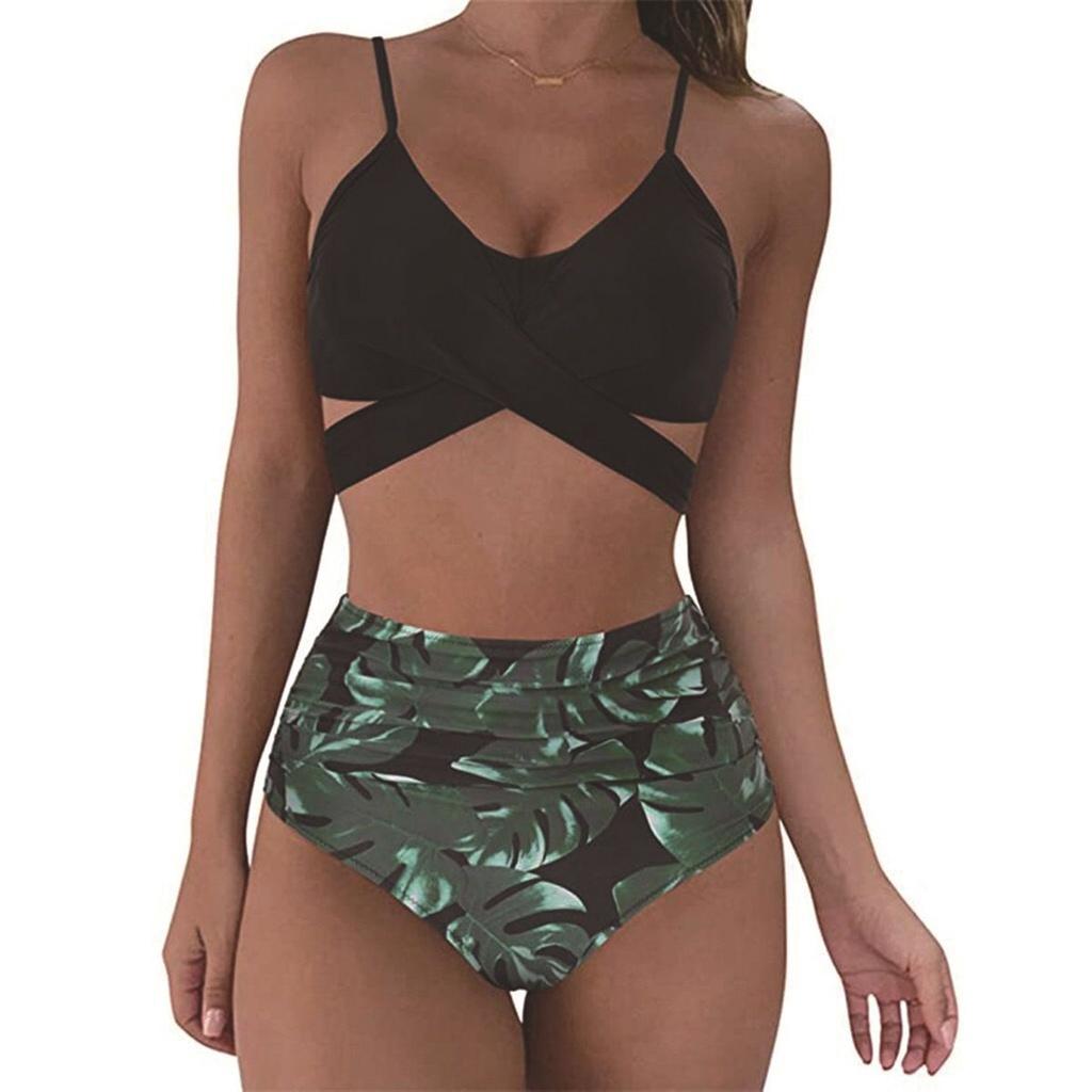 Women Swimwear Bikini Swimsuit Bathing Suit High Waist Sexy Cross Body Beach