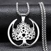 Witch Moon Trinity Knot Tree of Life Necklace for Women Men Stainless Steel Silver Color Aesthetic Amulet Chain Jewelry N9745S02