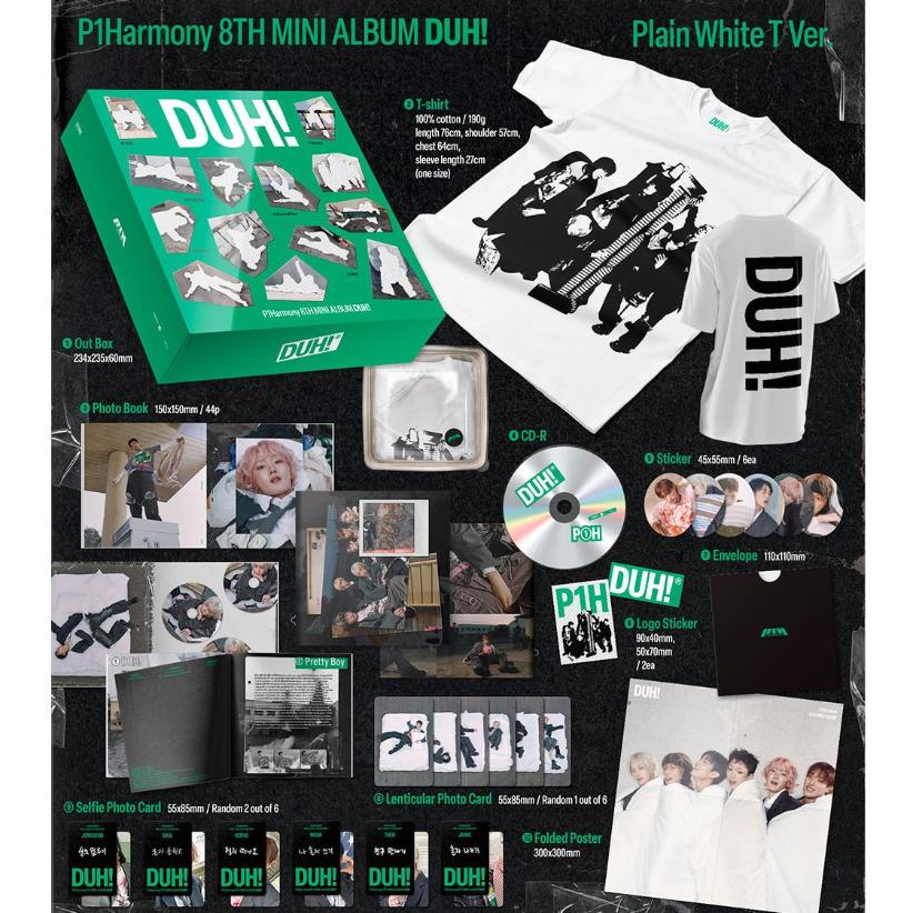 P1Harmony Mini 8th Album “DUH!” [Plain White T Ver.] Limited Edition