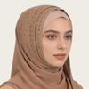A007 Rhinestone & Pearl Embellished Long Scarf with Lace Trim