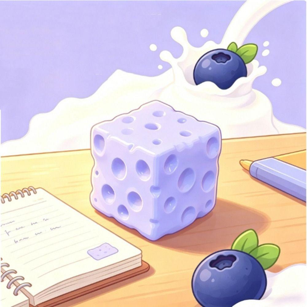 Non-Bounce Blueberry Cheese Squishy Super Soft Sensory Fidget Ball Cheese Cube Ball Children Gifts