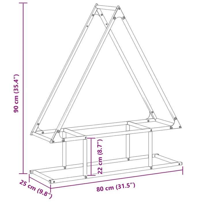 VidaXL Portant de bois chauffage anthracite 80x25x90 cm, support à bûches de cheminée, support à bûches, support à bûches 864317