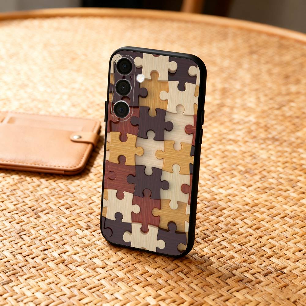 A-Autism S-Support P-Puzzle Pattern Phone Case For Samsung  A73,72,71,A52,51,40,41,A22,A32,31,A13, Soft Black Shell