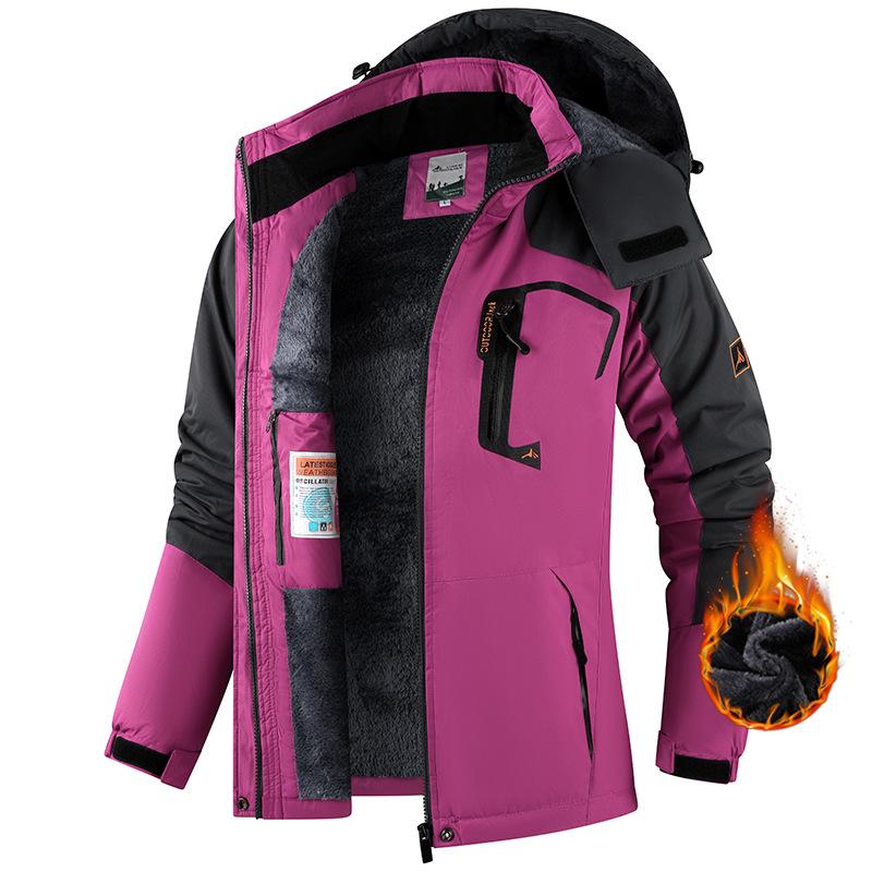 Cross-Border Outdoor Windproof Plus-Size Fleece-Lined Winter Windbreaker Jacket for Skiing and Fishing