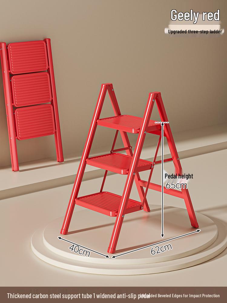Telescopic A-Frame Folding Ladder - Indoor Multifunctional Ladder Stool with 3 or 4 Steps for Housewarming or Climbing Needs.