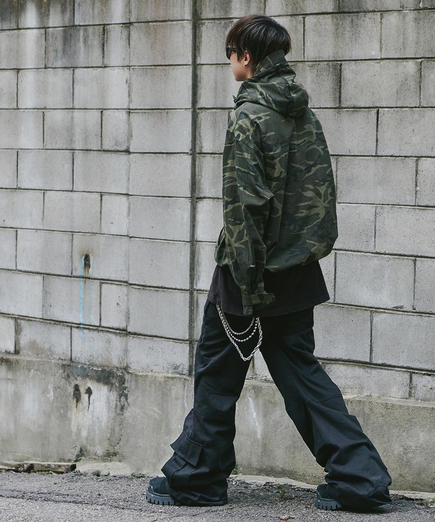 Loeolingladeu Flare Cargo Pants Khaki