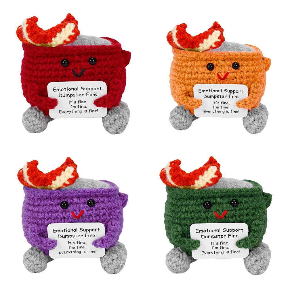 Häkeln Müllcontainer Feuer Niedlich Humorvoll Emotionale Unterstützung Dekoration Geschenk für Zuhause und Büro Fröhliches Accessoire