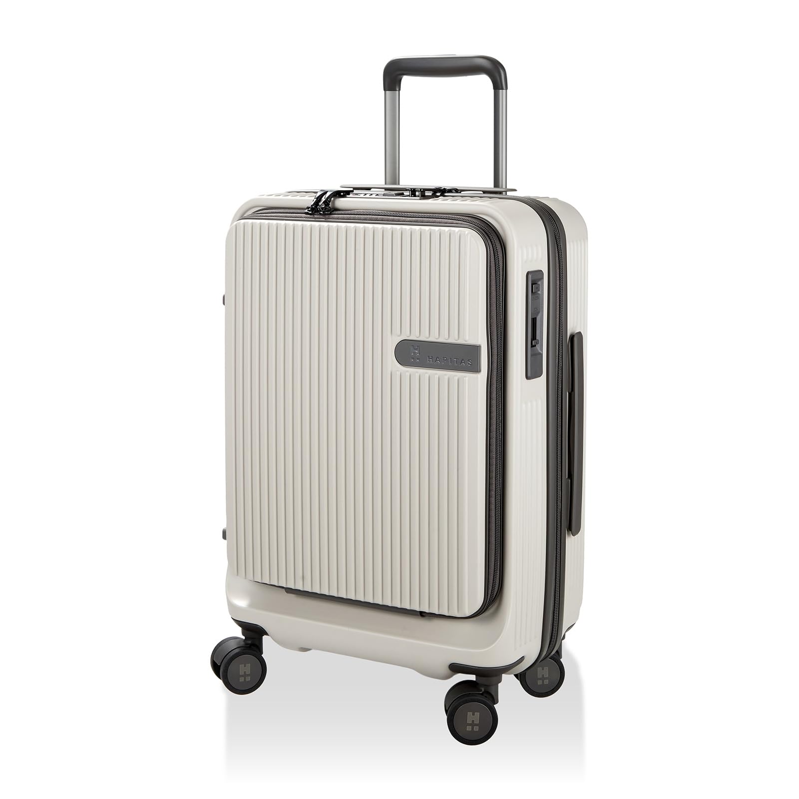 

Suitcase with drink front front silent casters with HINOMOTO S zipper HAPITAS Plus light ivory [Sifre] holder, pack, open, stopper, carry-on, size,