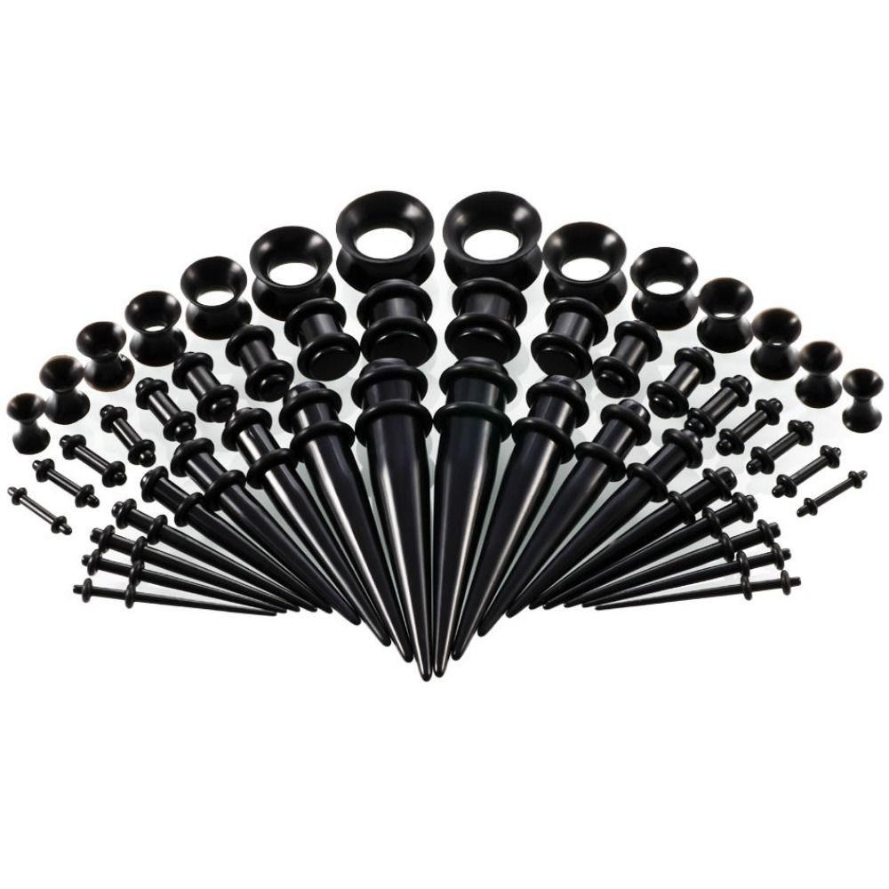 50Pcs Acrylic Ear Gauge Kit 14G-00G Ear Taper Ear Dilation Ear Stretching Kit Unisex