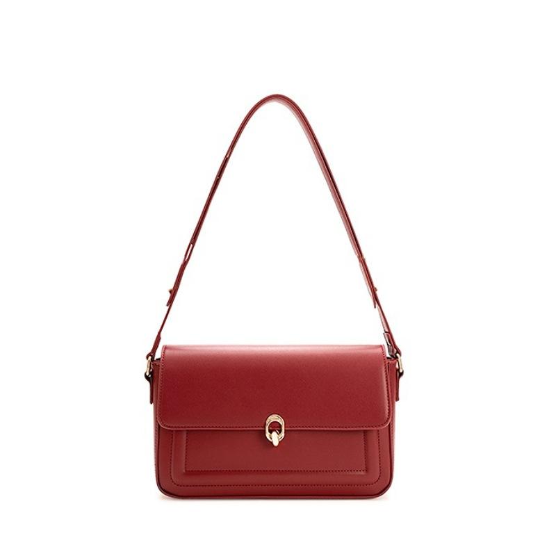 Small Square Bag Single Shoulder Armpit Bag Women's New Fashionable Red Bag