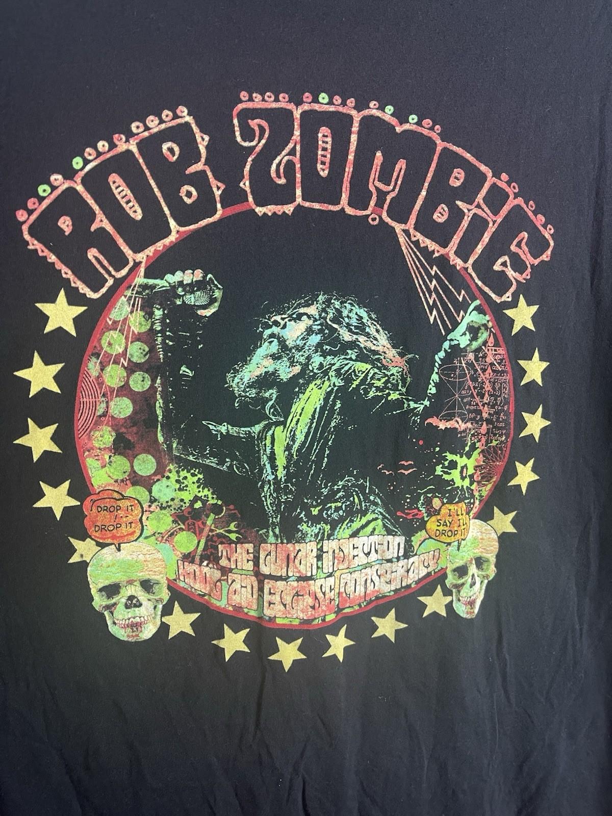 Retro 2012 Rob Zombie Green Monster Graphic Black Unisex Tshirt Adult 2XL Unisex T-Shirt XL