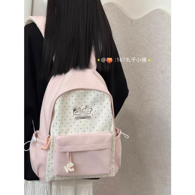 

School bag junior high school girls polka dots cute embroidery girl heart simple versatile backpack new less feeling backpack women large size