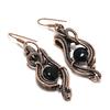 Black Onyx 999 Copper Wire Wrapped Earrings, Handmade Gemstone Jewelry Earrings For Memorial Day