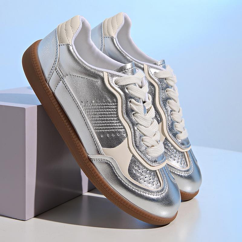 Fashion Silver Vulcanized Sneakers Women Soft Sole Casual Sports Shoes Woman 2026 Spring Autumn Lightweight Non Slip Flat Shoes