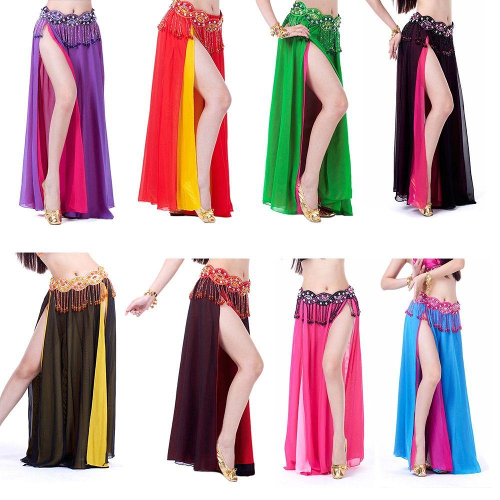 Chiffon Dancing Skirt Shining Show Costumes Fashion Belly Dance Skirt  Women