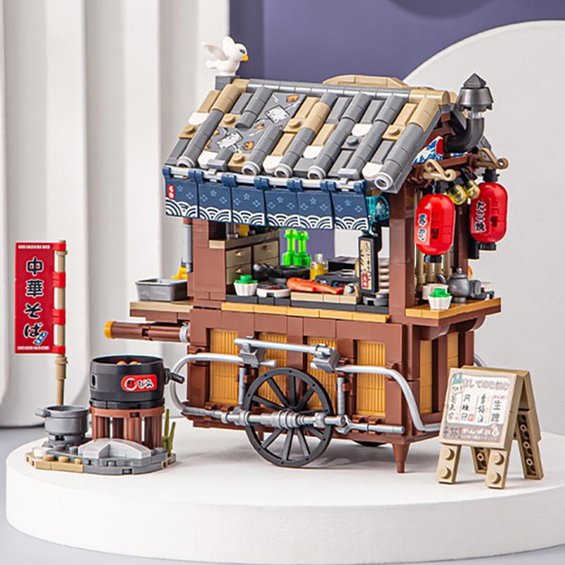 LOZ 1252 Architecture Food Stall Takoyaki Seafood Sushi Wine Restaurant DIY Mini Blocks Bricks Building Toy For Children No Box