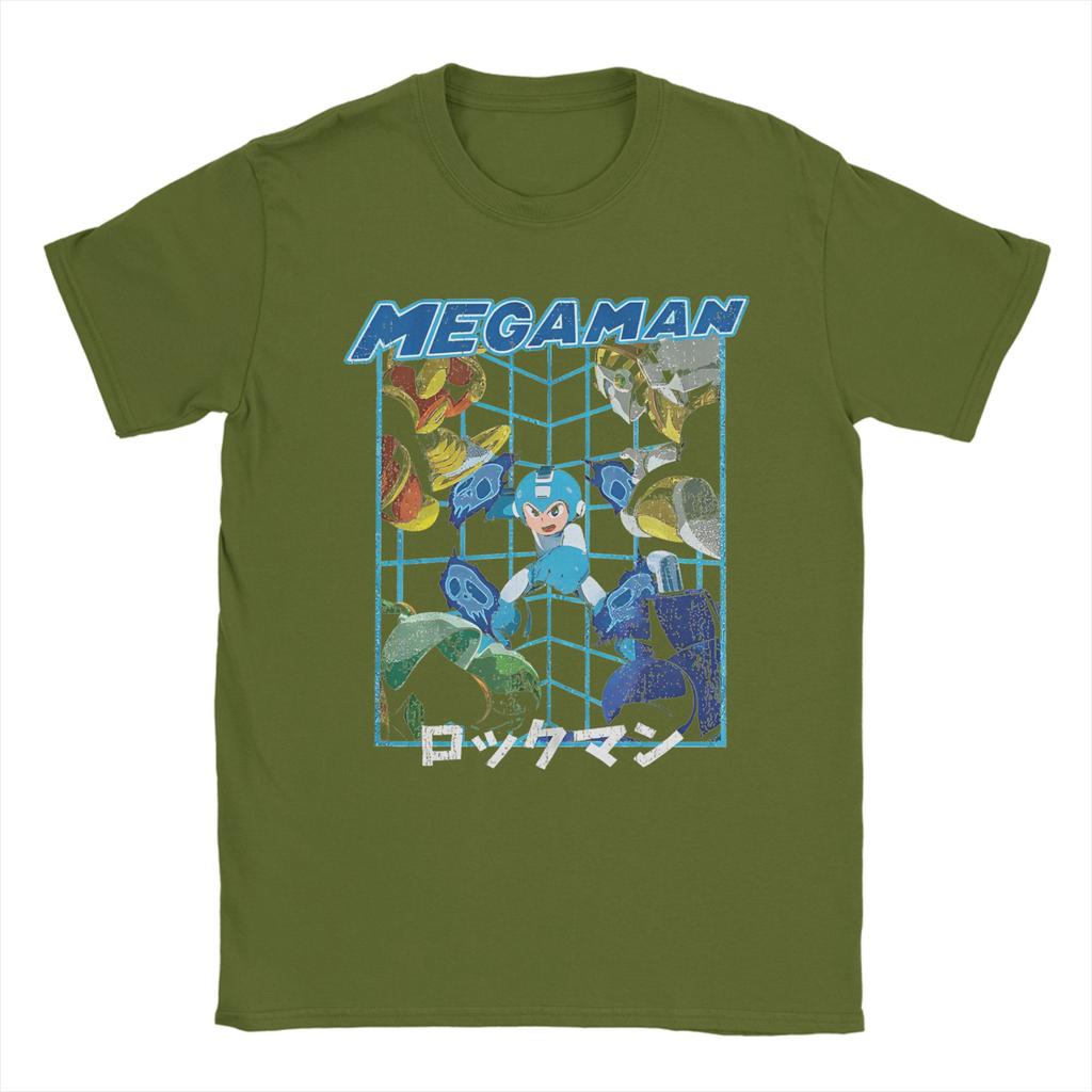 Retro Game Megaman X T-Shirt Men's Cotton Short Sleeve Round Neck Summer Tops