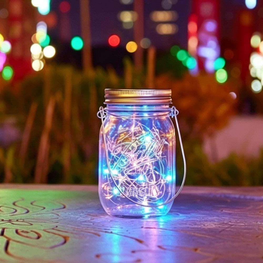 30LED Mason Jar Lid Lights Solar Charging String Lights Hanging Outdoor Lights  Outdoor Decoration