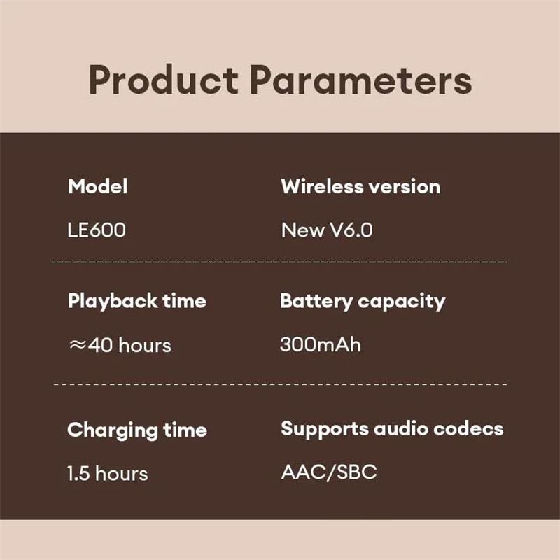 New Original LE600 Head Mounted Wireless Earphones 6.0 Bluetooth Headphone HIFI Stereo Game Music Noise Cancelling Sport Retro Style Earbuds