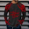 3D Printed Fun Top Men's Colorful O Neck Long Sleeved T-shirt, Spring and Autumn Casual T-shirt Oversized Sports Street T-shirt