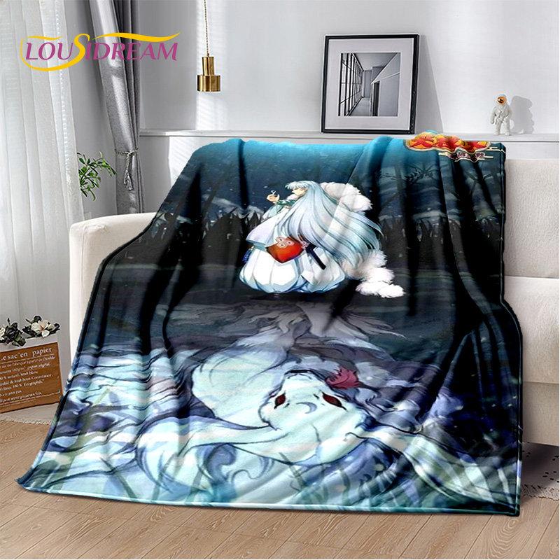 Anime Inuyasha Cartoon Soft Plush Blanket,Flannel Blanket Throw Blanket for Living Room Bedroom Bed Sofa Picnic Cover Bettdecke