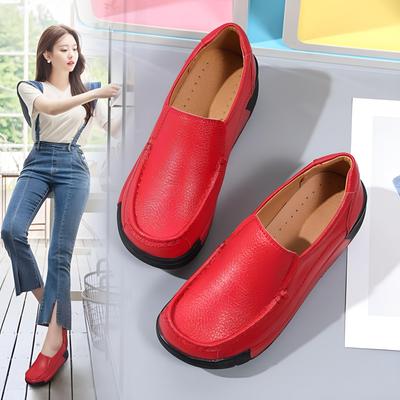 Ladies Platform Loafers Casual Elegant Black Women White Thick Sole Shake Shoe