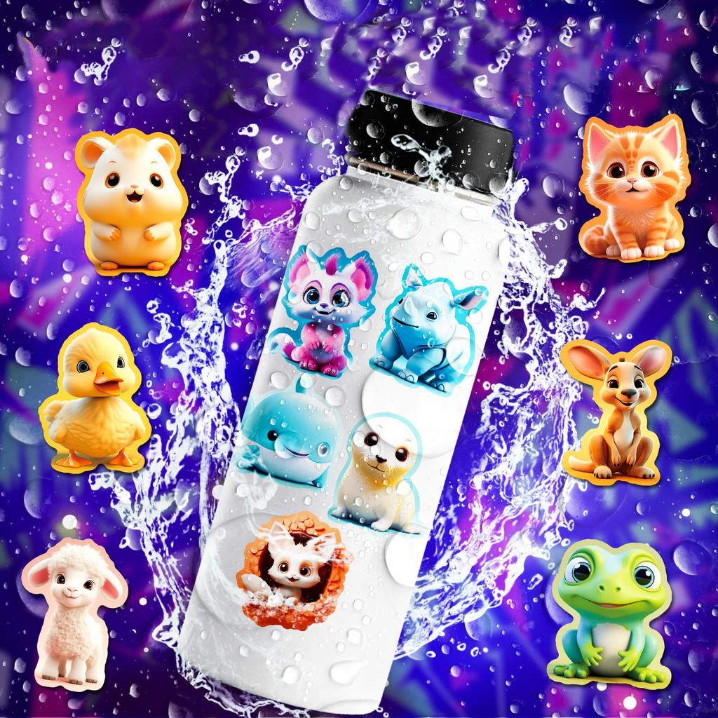 Sticker Waterproof Stylish Cool Logo Sticker Cartoon Cute Smartphone Computer Bottle Guitar Case Helmet Bicycle (Cute Animal 3)