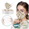 Adult's Disposable Unisex Bee Printed Outdoor Prevention Fish Mask Face 