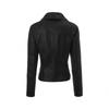 Womens Vintage PU Leather Jacket Quilted Zip-Up Slim Fit Biker Coat Lapel Collar