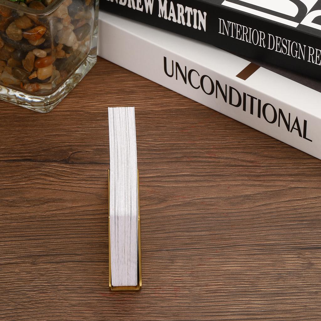1/2Pcs Metal Business Card Holder for Desk Stainless Steel Card Stand Organizer Cards Display for Office Exhibition Gold Tone