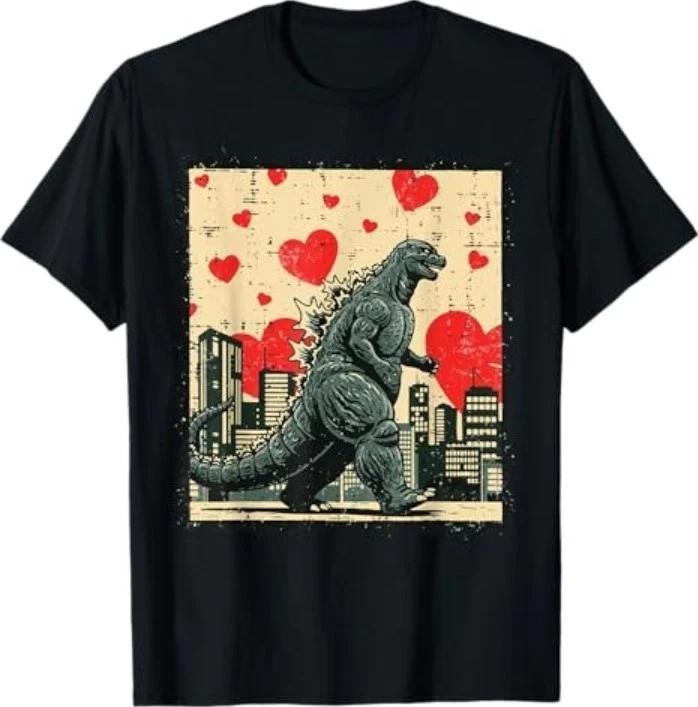 Valentines Day Japanese Monster Hearts Kaiju Men Women T-Shirt S