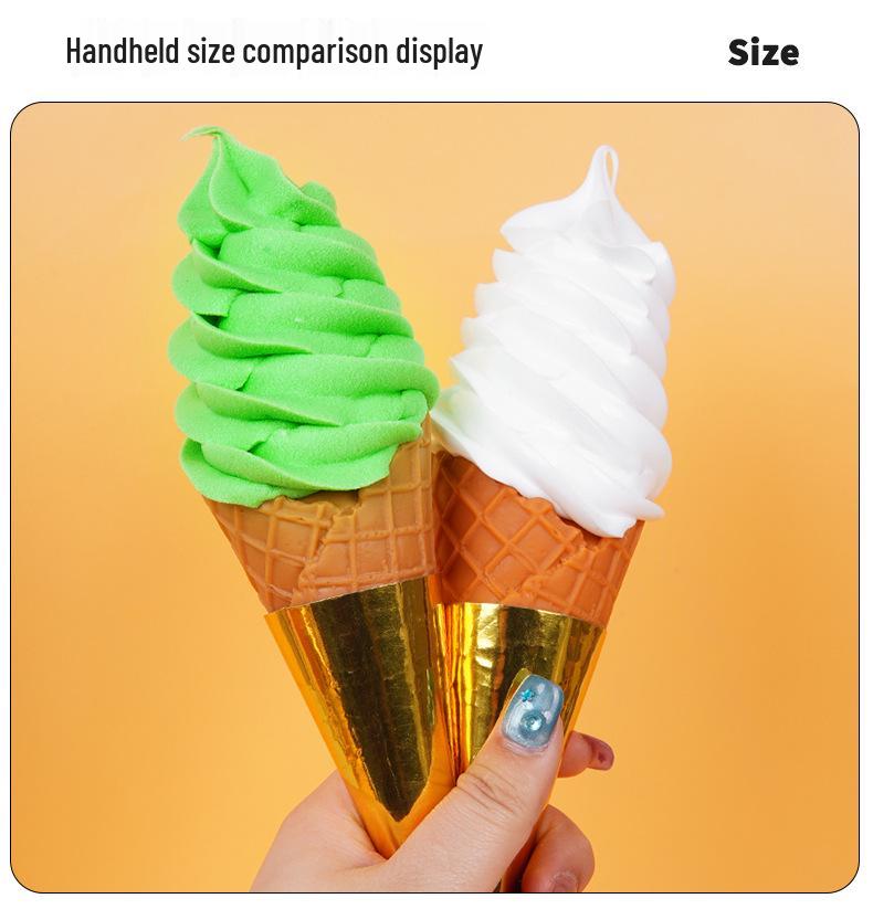 Night Market Ice Cream Cone Model: Realistic Torch Dessert Prop for Photography and Decor