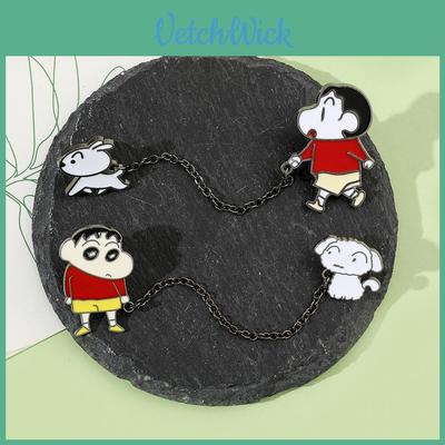 Cute Crayon Shin-chan Metal Badge With Chain Cartoon Character Design Alloy Material Xz3014xz3015 Colors