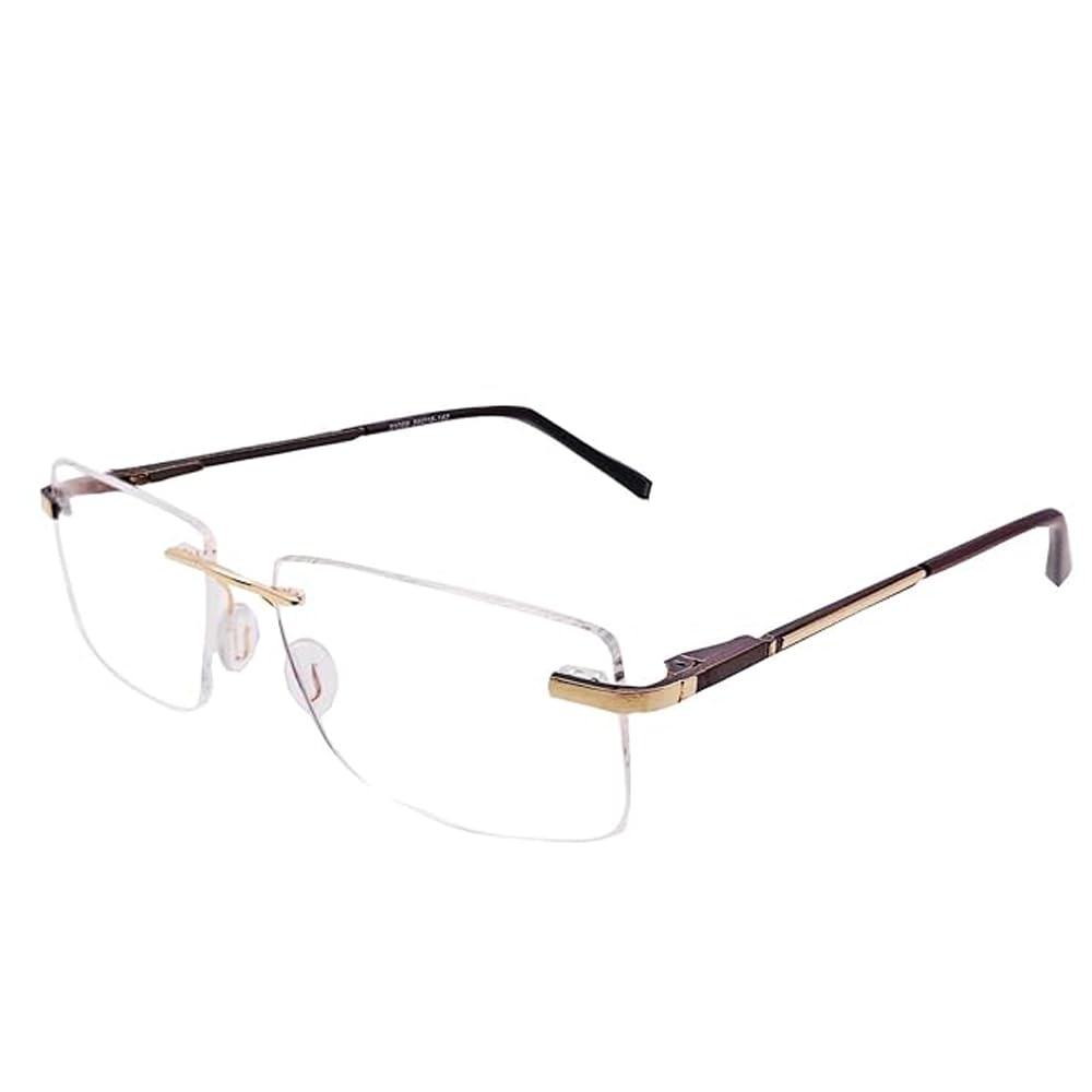 

RSINC RimLess frame/eyeglass/Spectacle, Optical, Metal & Plastic For Men And Women, MC Gold Brown 31008 56-18-142 (IB-21) M1 mechi
