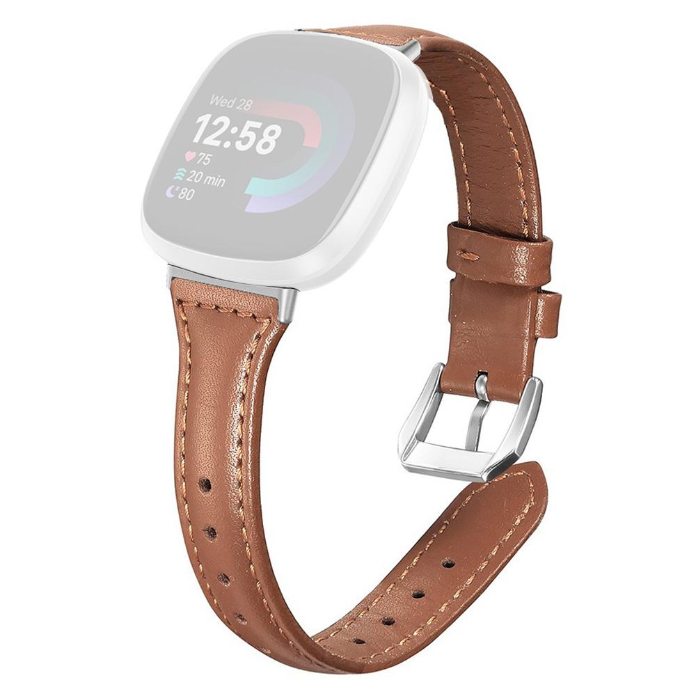 

For Fitbit Versa 3/4 Watch Strap Genuine Cow Leather Adjustable Wrist Band Brown
