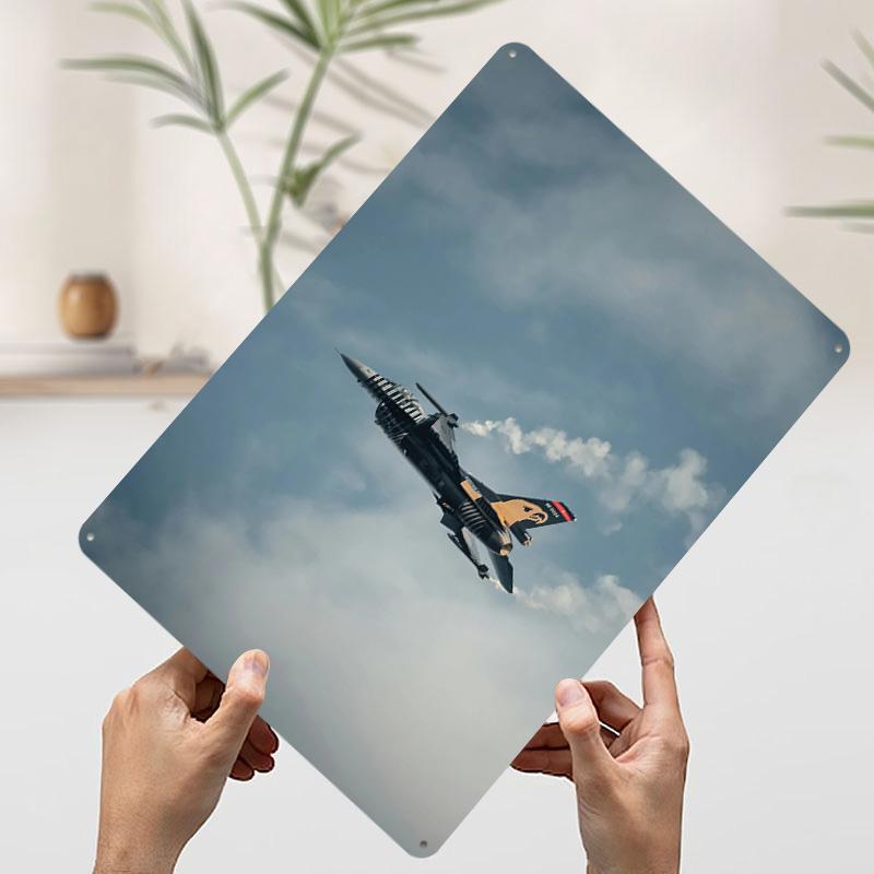 F16 Fighting Falcon In Flight Tin Plaque Poster Customized Wall Art Retro Vintage Metal Signs for Man Cave Desk Decor Wand Deko