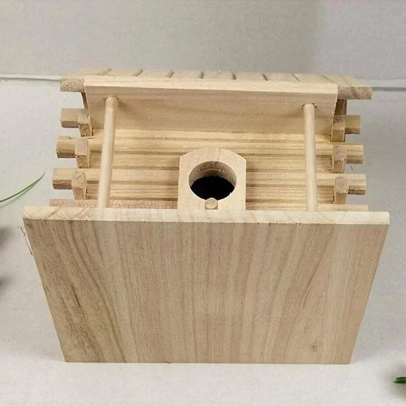 Practical Wooden Birdhouse Nesting Box Hanging Bird Nests for outside Home Garden Decoration - Bird Cage Accessories