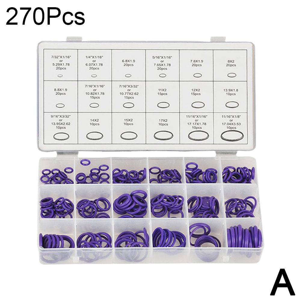 270Pcs 18 Sizes Universal Car Air Conditioning HNBR O Rings Car Auto Repair Tools Rubber Air Conditioning Refrigerant Set