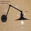 Retro Wrought Iron Black Long Arm Wall Lamp E27 Studio Bedside Bedroom Loft Aisle