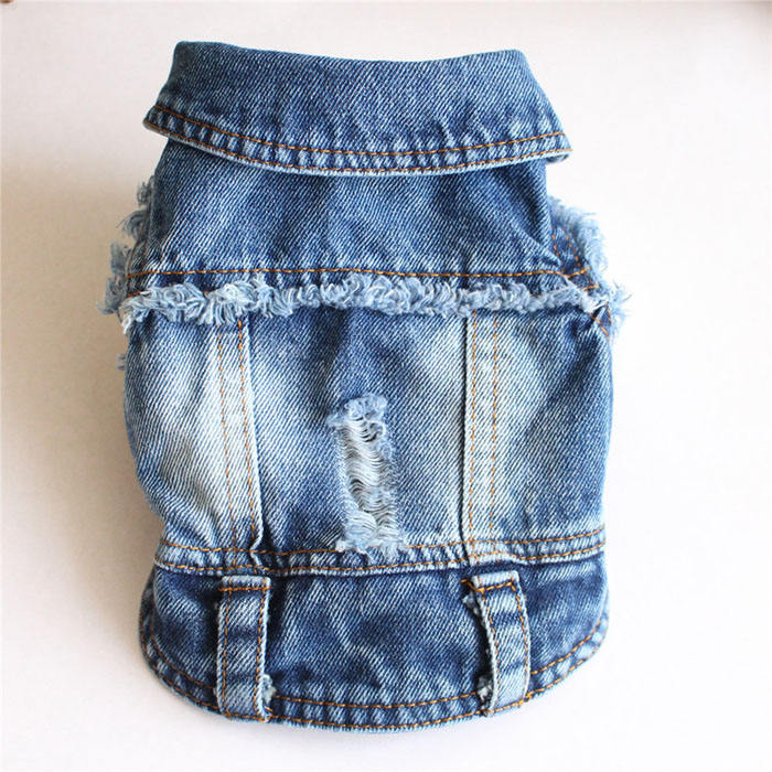 Pet Cake Ruffle Dress Cute Lightweight Dog Vest Bichon Teddy Small Dog Clothes Solid Dog Denim Jacket Pet Jean Coat