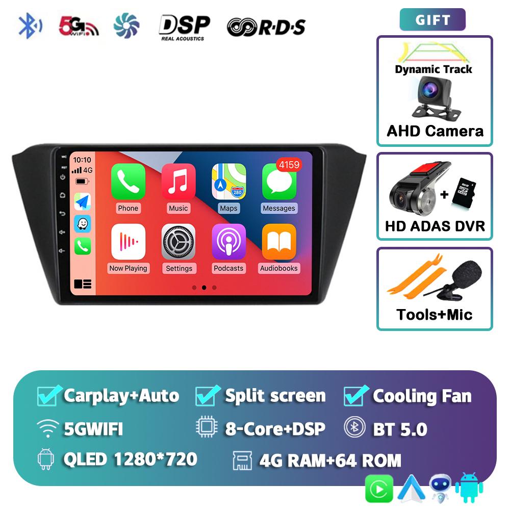 Android 14 Carplay Auto WIFI+4G Car Radio For Skoda Fabia 3 III 2014 2015 2016-2020 Multimedia GPS Player Stereo 2din Head Unit