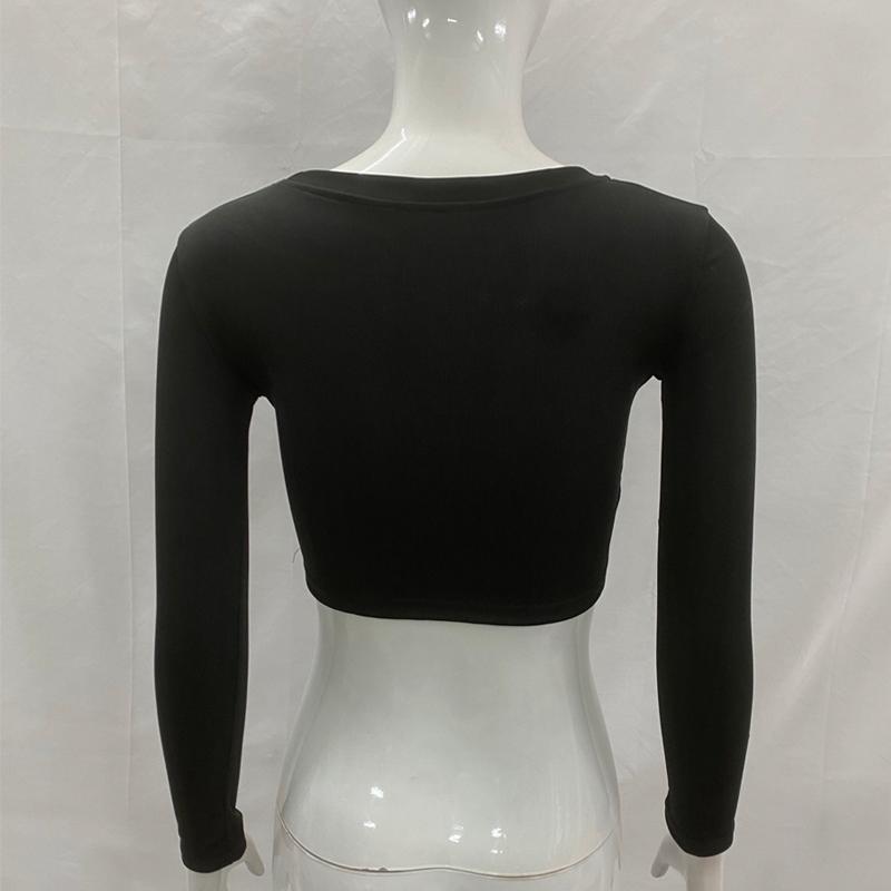 Autumn and winter personality Y2K spicy girl Gothic style exposed navel long sleeved female T