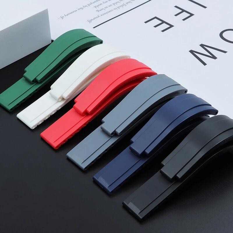 20mm TPU Silicone Bracelet for Rolex Submariner Watch Band for GMT Daytona Oyster Flex Metal Buckle Replacement Strap 20MM