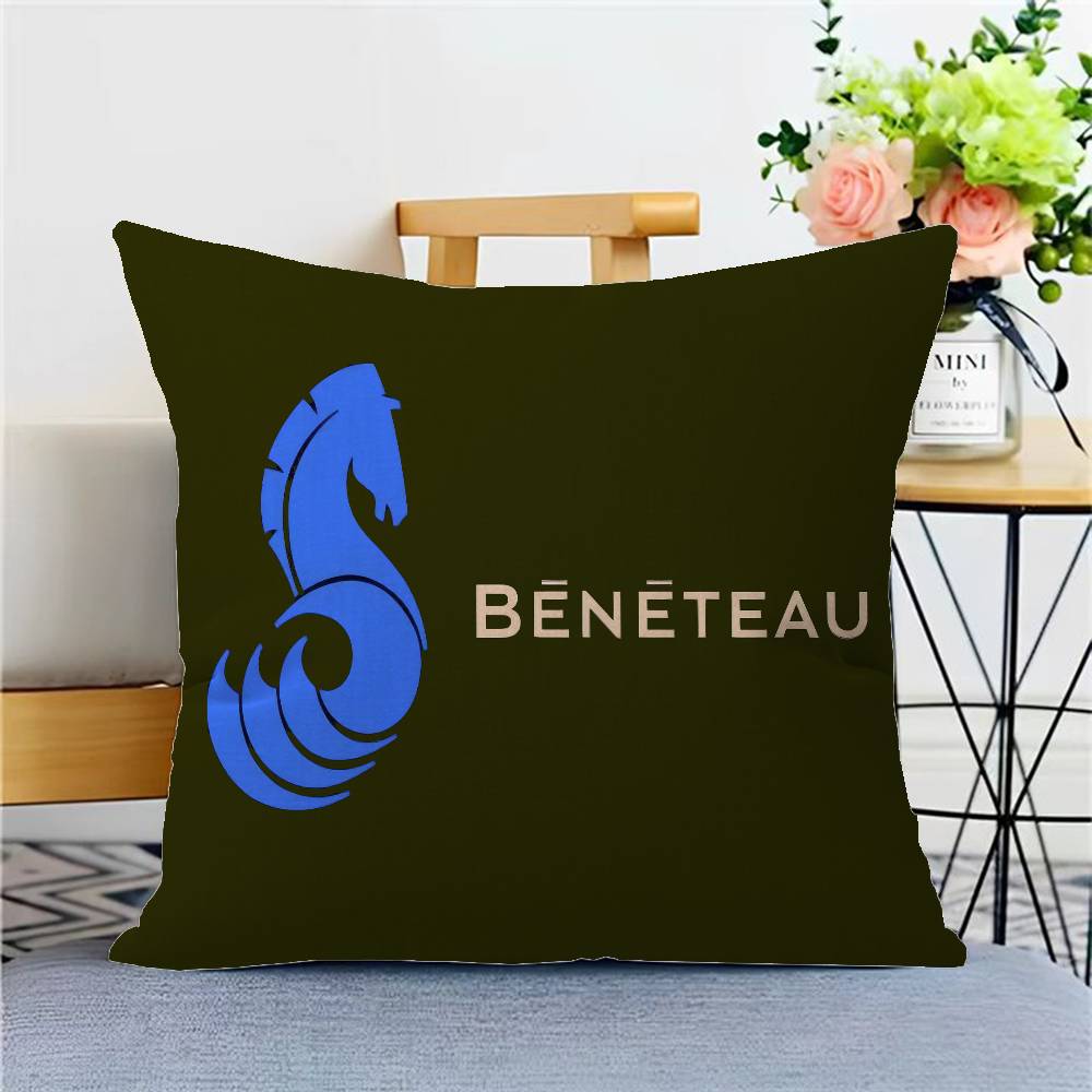 B-Beneteau Logo Personalized Pillow Cover Kids Bedroom Wild Party Decor Pillowcase Kid Birthday Shower Gift