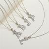 Cubic Zirconia Crown Letter Pendant Necklace Silver Hip Hop Punk Alphabet Jewelry
