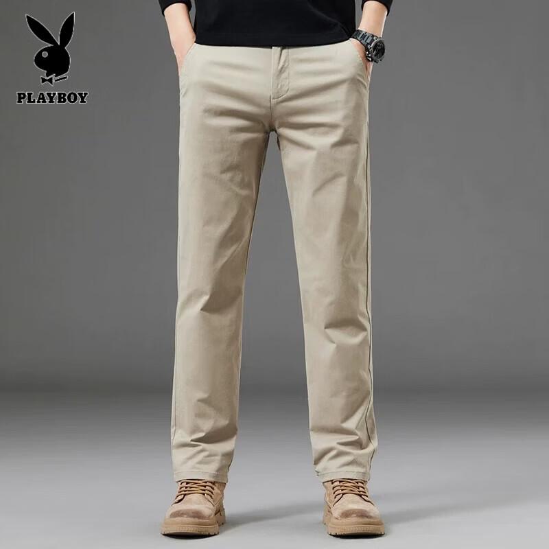 PLAYBOY Men's Casual Straight-Leg Cotton Pants