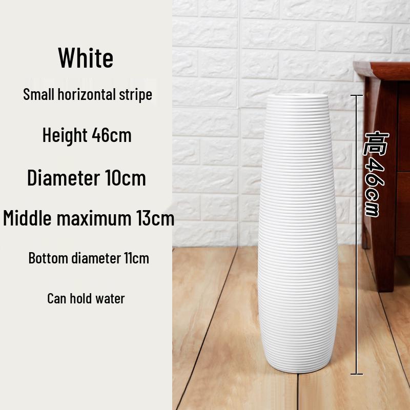 Large Modern Nordic Ceramic Floor Vase: Black & White Minimalist Design for Dried Flowers and French Arrangements In Living Room
